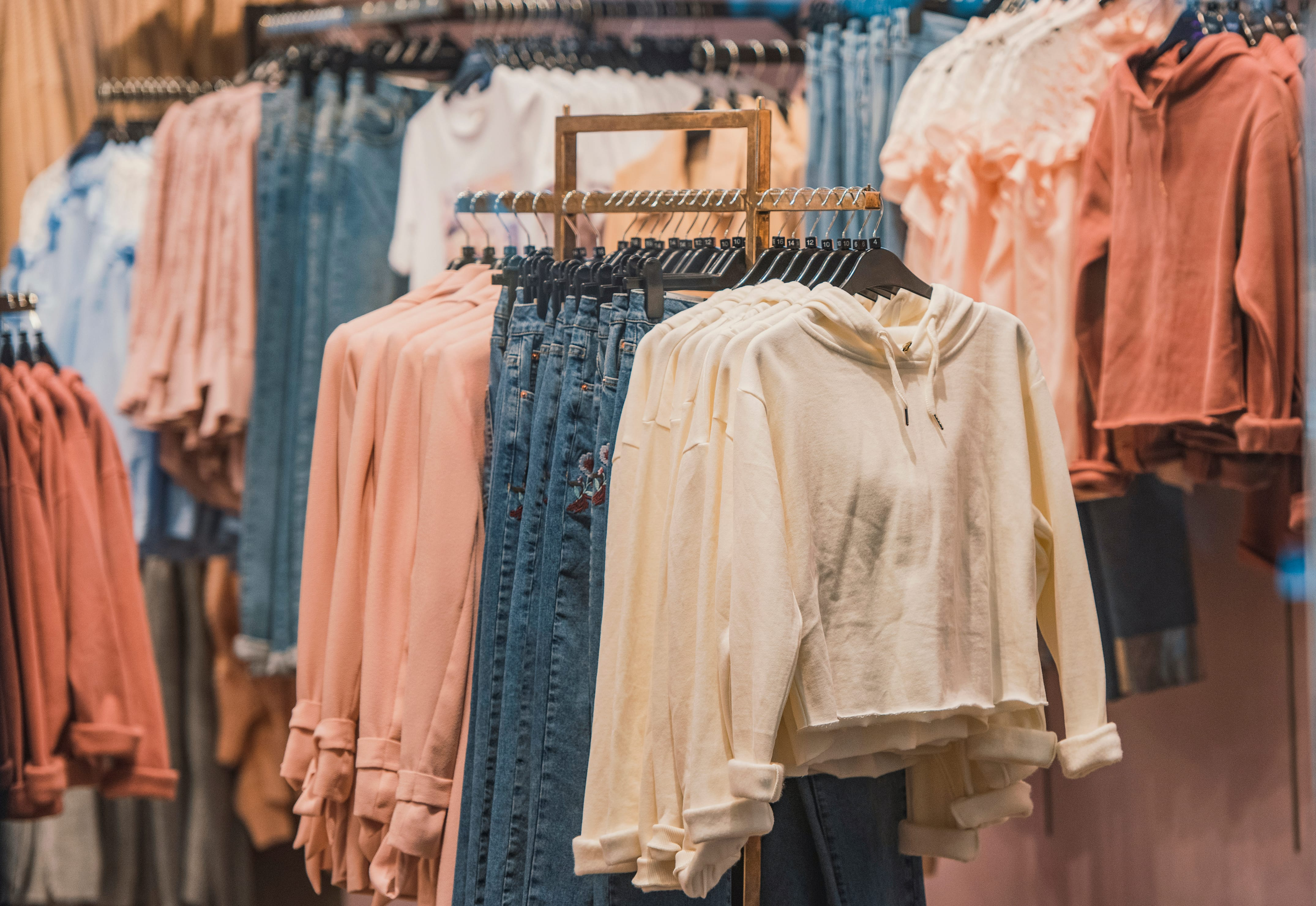 Clothing on display in a local shop